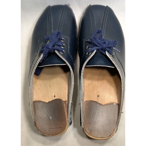 Troentorp Bastad Vintage Navy Blue Laces Leather Clogs Made In Sweden Sz 37 - Picture 3 of 6